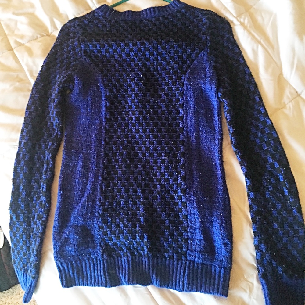 Blue Black Checkered Sweater